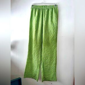 Green Lime Spring St. Patrick’s Gingham Pull on Pants SHEIN